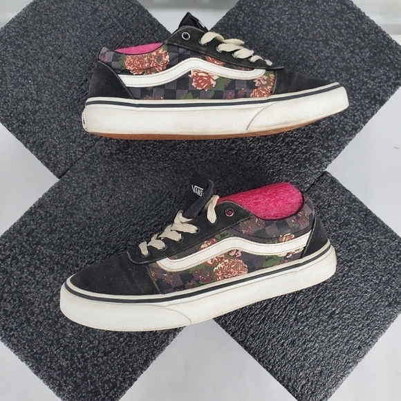 Vans Old Skool 508731 Low Top Black Floral Sneakers Size 4 Missy Youth Shoes - Picture 8 of 11